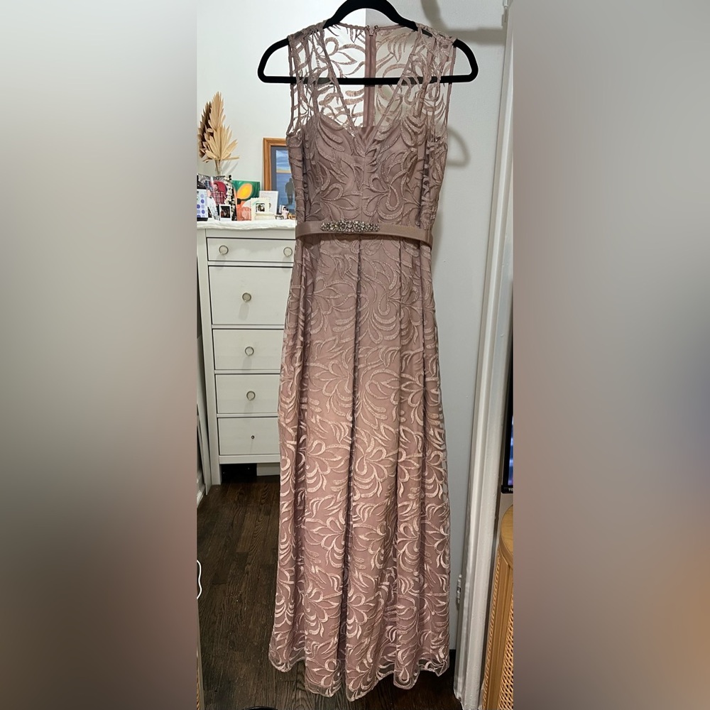 Eliza J Blush Pink Lace Gown